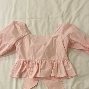 Francesca's Collections Light Pink Puff Sleeve Blouse